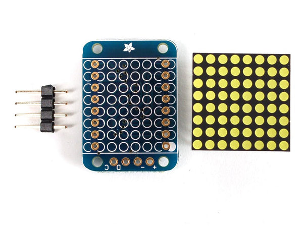 Adafruit Mini 8x8 LED Matrix w/I2C Backpack - Ultra Bright White