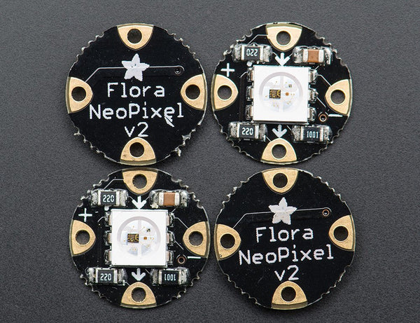 Adafruit FLORA Sewable RGB Smart Neo Pixel version 2 - Pack of 4