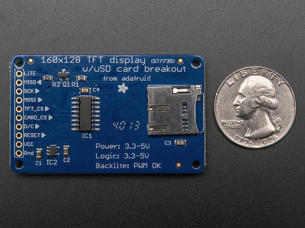 1.8" Color TFT LCD display with MicroSD Card Breakout - ST7735R