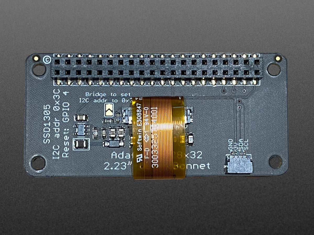 Adafruit 2.23" Monochrome OLED Bonnet for Raspberry Pi