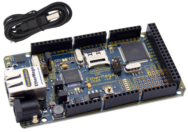 EtherMega (100% Arduino Mega 2560 compatible with onboard Ethernet)