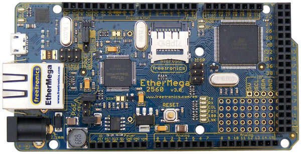 EtherMega (100% Arduino Mega 2560 compatible with onboard Ethernet)