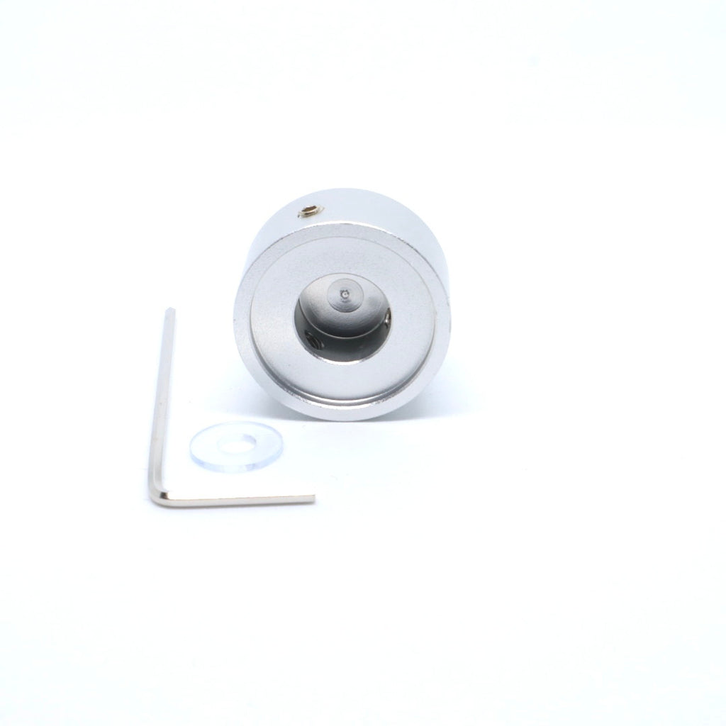 Guitar barefoot button cover underneath view with allen key and clear washer